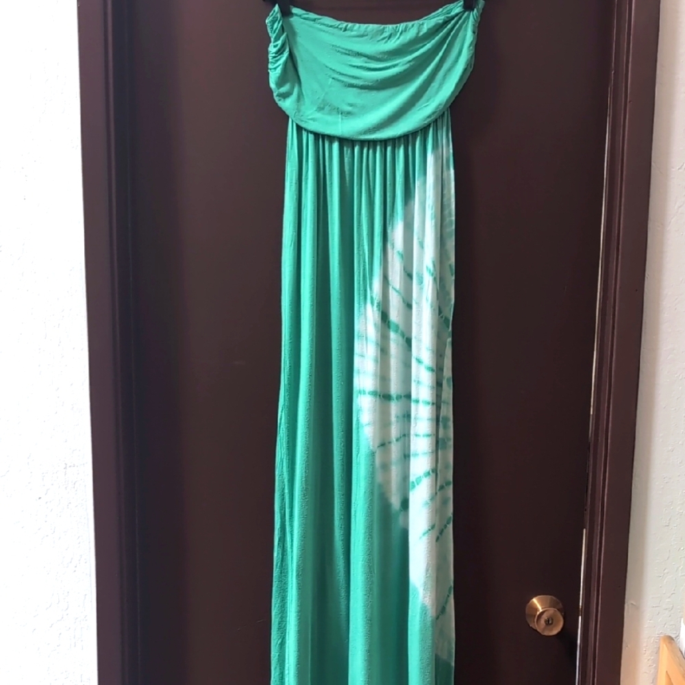 Triumph USA Tera Strapless Maxi Dress Mint Green Tie Dyed